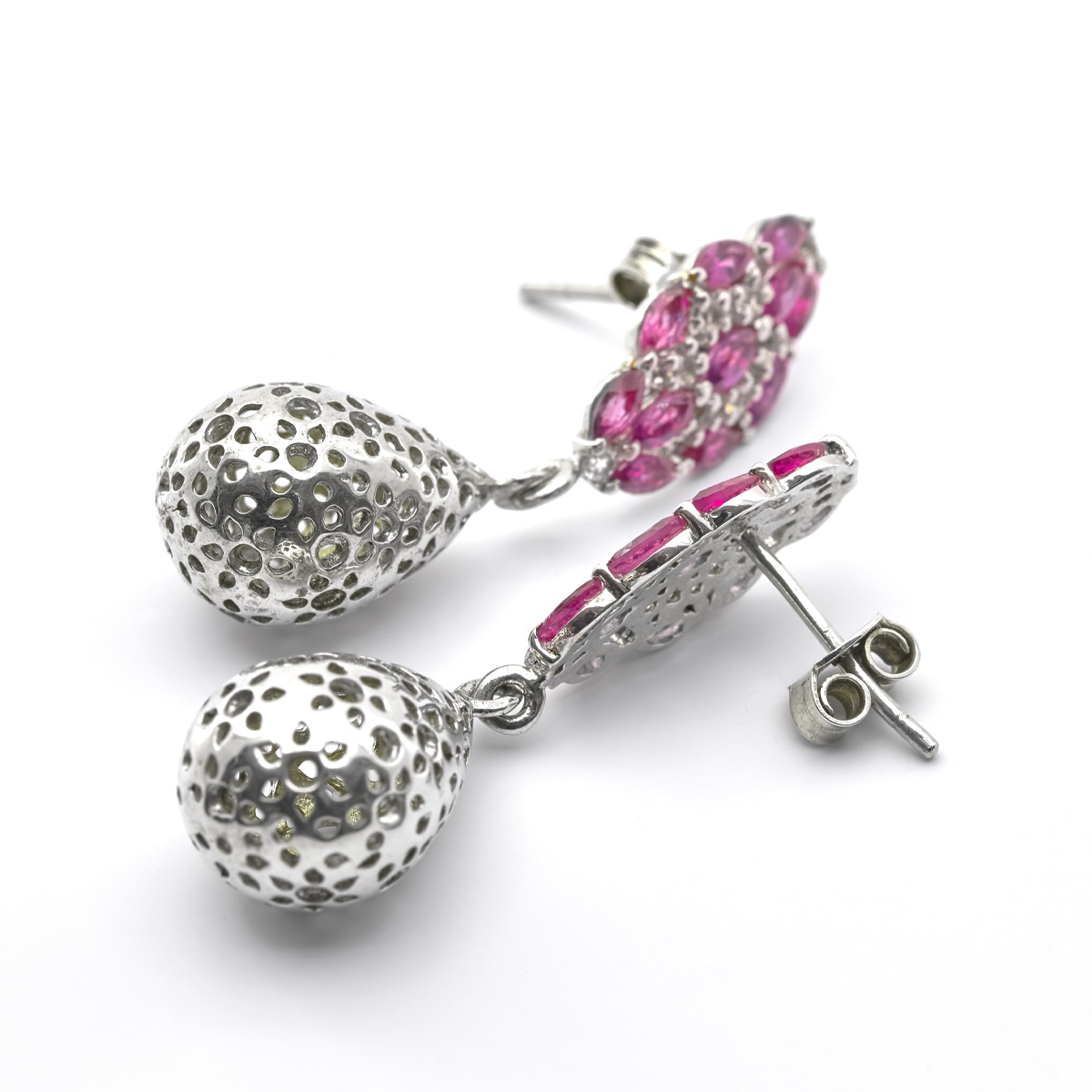 Boucles d'oreilles rhodolite, topaze argent Jolty